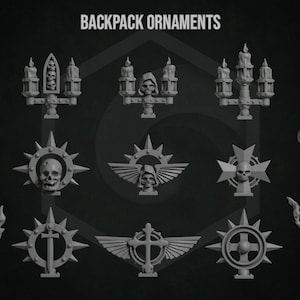 3d Printed Backpack Accessories x 10 Eternal Pilgrims Crusader Accessory Upgrade Bits Kitbash Bits Greytide Studio