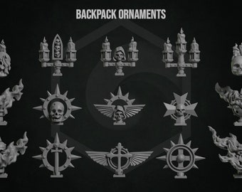 3d Printed Backpack Accessories x 10 Eternal Pilgrims Crusader Accessory Upgrade Bits Kitbash Bits Greytide Studio