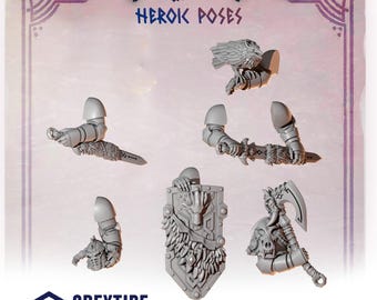 3d Printed Heroic Poses x 5 Primal Hounds Prime Scale Armor Expansion Upgrade Bits Veteran Tribal Bits Kitbash Bits Greytide Studio