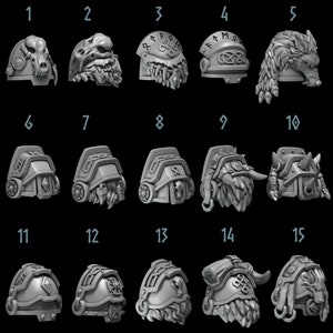 3d Printed BIG Shoulder Pads x 10 Primal Hounds Shoulder Pauldrons Armor Upgrade Bits Tribal Bits Kitbash Conversion Runic Greytide Studio