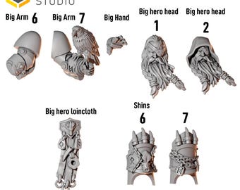 3d Printed Big Hero Pack x 10 Total Bits Primal Hounds Expansion Big Scale Upgrade Bits Kitbash Bits Greytide Studio