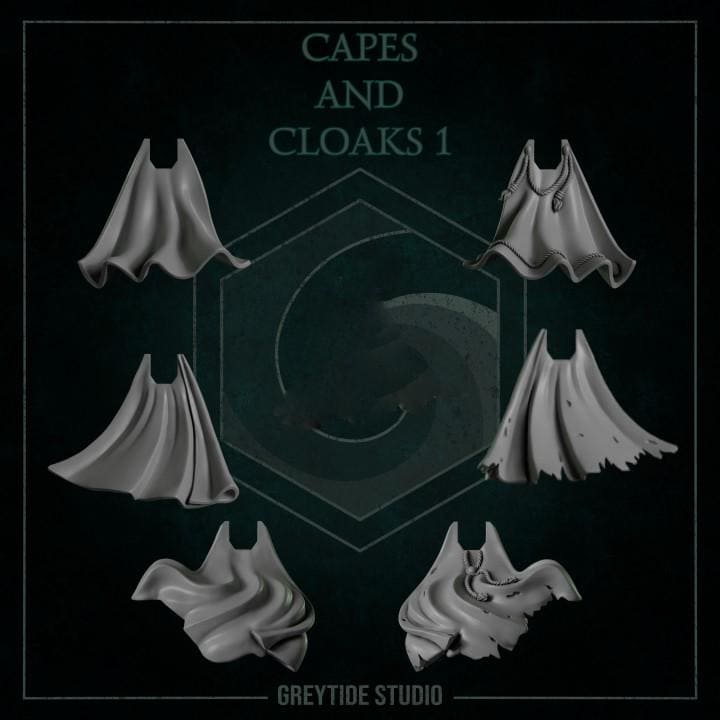 3d Printed Cloaks x5 Eternal Pilgrims Cape Bits Prime Cloak Upgrade Bits Kitbash Bits Greytide Studio