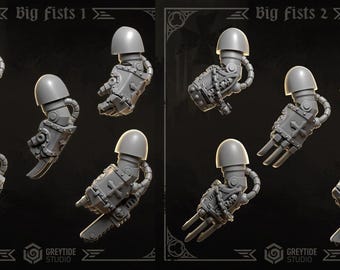 3d Printed Big Fists Claws x 5 Eternal Crusaders Bits Big Scale Arm Upgrade Bits Kitbash Bits Greytide Studio