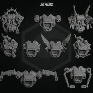 3d Printed Jetpacks x5 Eternal Pilgrims Crusader Jump Pack Jet Pack Templar Upgrade Bits Kitbash Bits Conversion Bits Greytide Studio