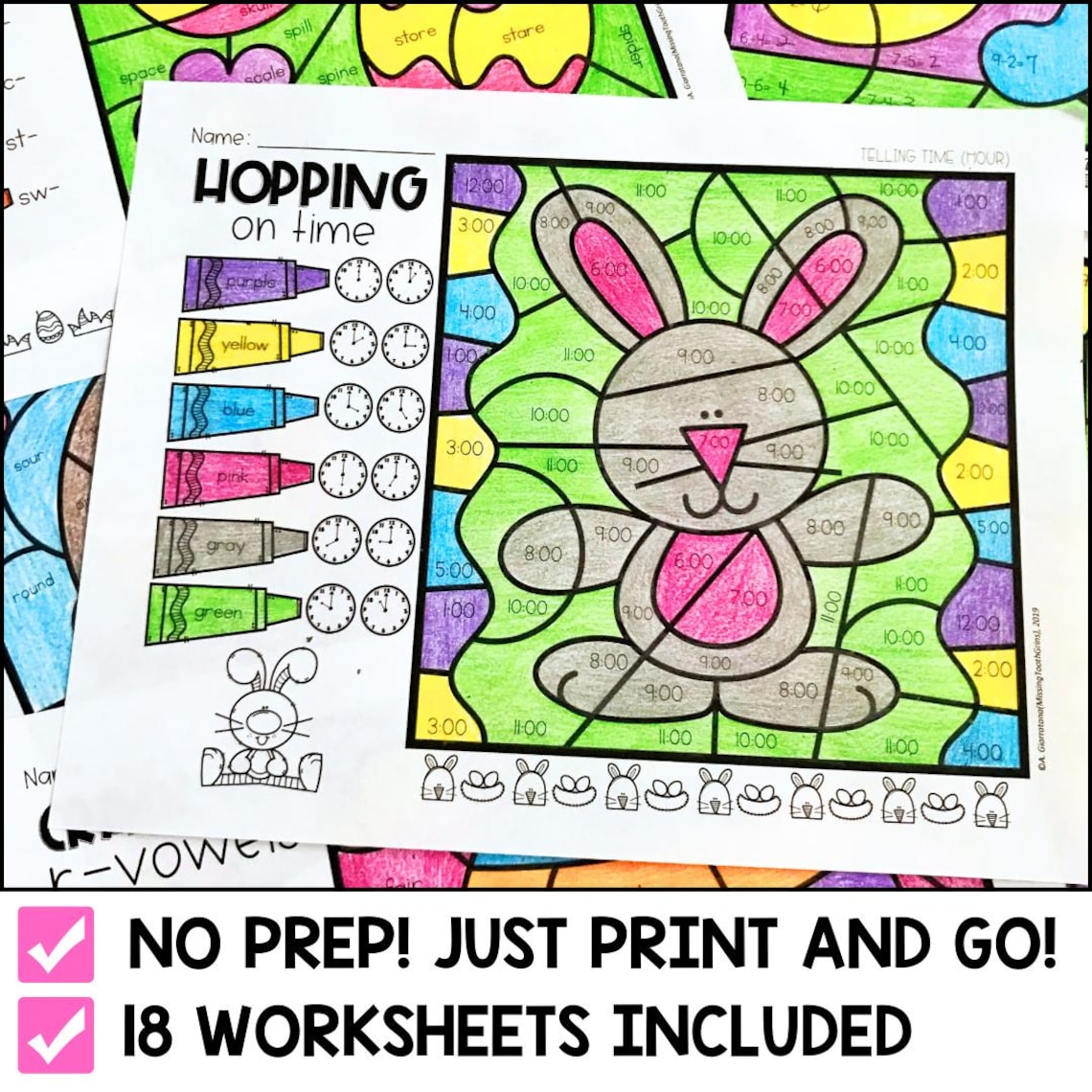 Easter Color by Code | Math & Phonics Fun for Kindergarten, 1st Grade ...