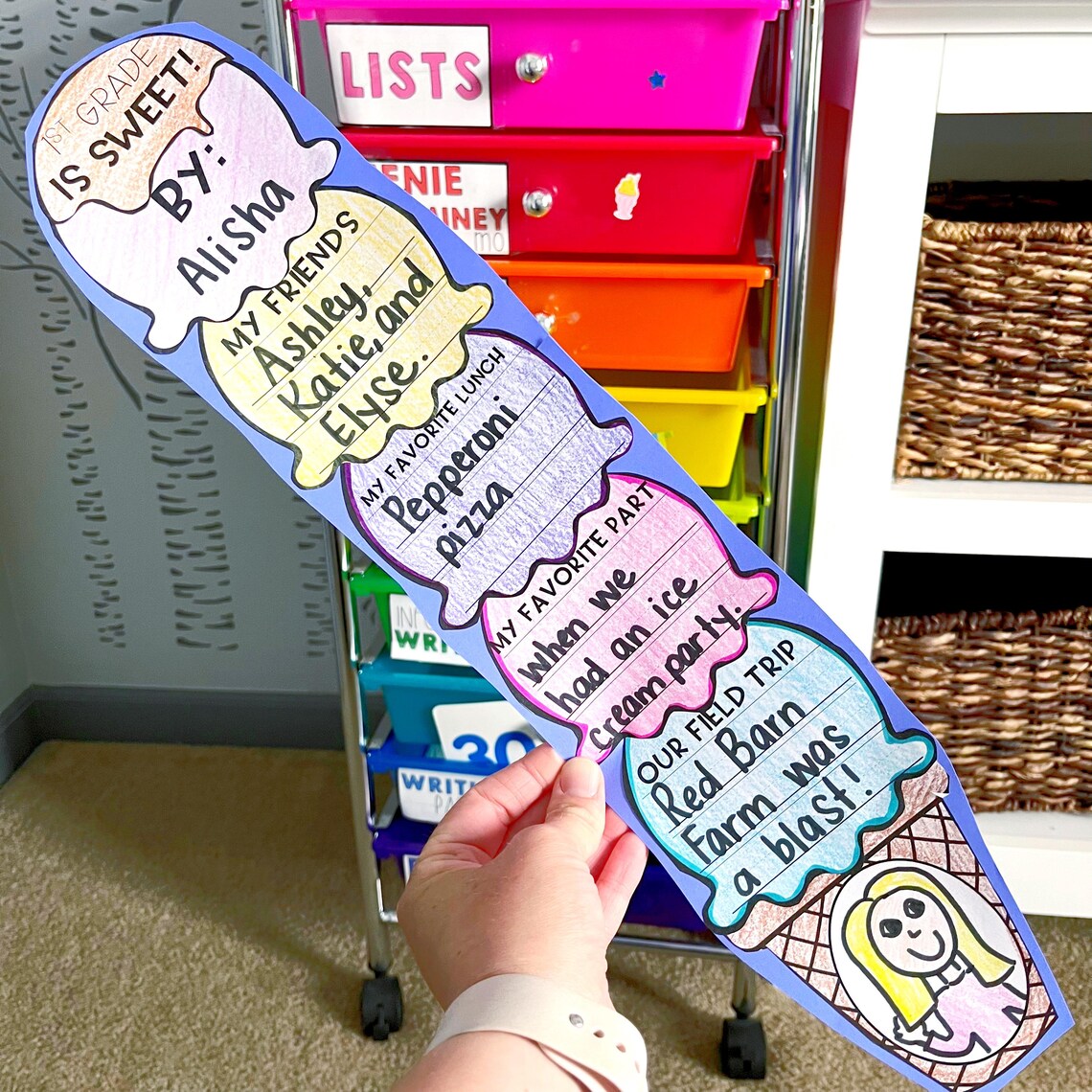 End of Year Ice Cream Craft | Reflection Writing Activity for Pre-k, K ...