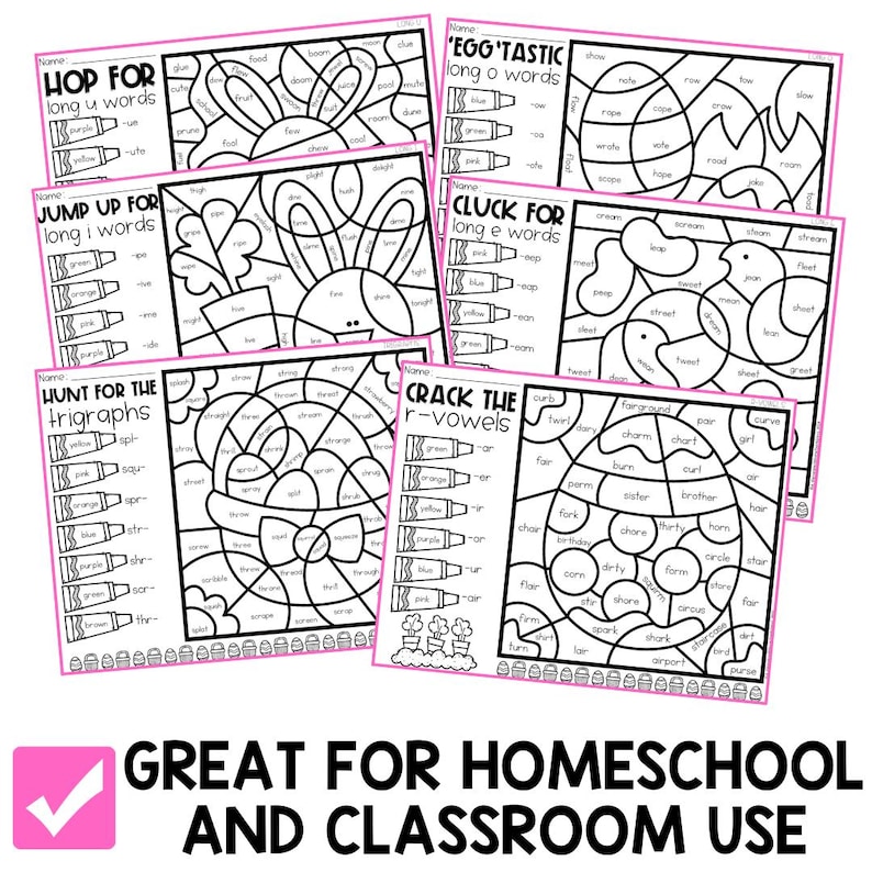 Easter Color by Code | Math & Phonics Fun for Kindergarten, 1st Grade ...