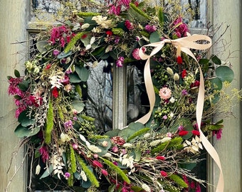 Spring Dried Flower Wreath | Rustic Door Decor | Boho wreath