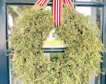 Large year round Spanish moss greenery  wreath, Summer wreath for front door, modern farmhouse wreath, rustic wall decor, wedding decor