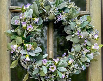 Lavender Spring Front Door Wreath| Custom Mothers Day Gift | Spring Cottage Home Decor|  Farmhouse Door Swag| Elegant Pottery Barn Look