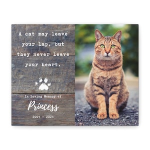 Canvas Print, Personalized Cat Memorial Remembrance Gift, Photo Name Dates, Matte Stretched Wall Art, Tribute Decor, Bereavement Keepsake,