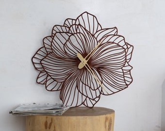 Blumen Wanduhr, Blumen Holzuhr, Azalee Wanduhr, Natur Wanduhr, Blumen Wanduhr, Botanische Uhr, Garten Wanduhr