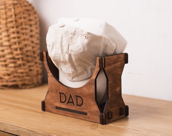お父さんのためのパーソナライズされた帽子ホルダー、父の日の木製帽子ホルダー、カスタム帽子ホルダー、野球帽ラック、木製キャップホルダー、キャップオーガナイザー