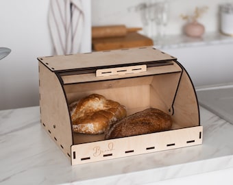 Wood bread box, Bread storage, Bread keeper, Countertop bread bin, Rustic bread box, Wood bread basket, Bread container, Counter top storage