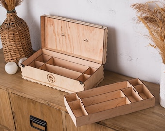 カスタマイズされた100％ハンドメイドの釣り用木製タックルボックス