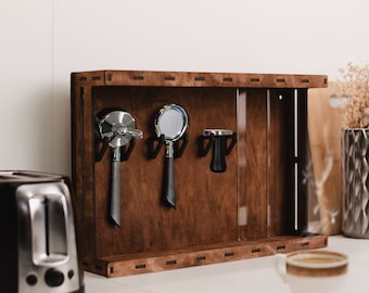 Barista rack for portafilter, Portafilter holder, Coffee station organizer, Barista tool storage, Portafilter rack, Portafilter wall mount