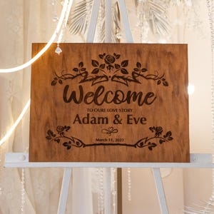 Wood welcome wedding sign personalized, Welcome wedding sign and stand, Bridal shower welcome sign wood, Welcome engagement party sign