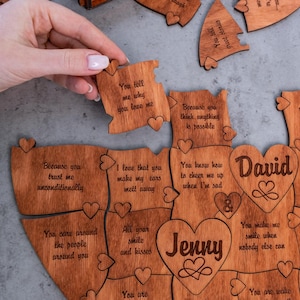 Reasons i love you puzzle, Puzzle piece couple gift, Personalized Puzzle, Anniversary gift for her, Valentines day gift, Romantic gifts