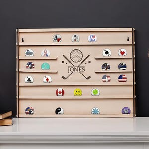 Custom ball marker wooden display holder, Golf ball marker stand, Ball marker storage, Golf marker display case, Ball marker rack