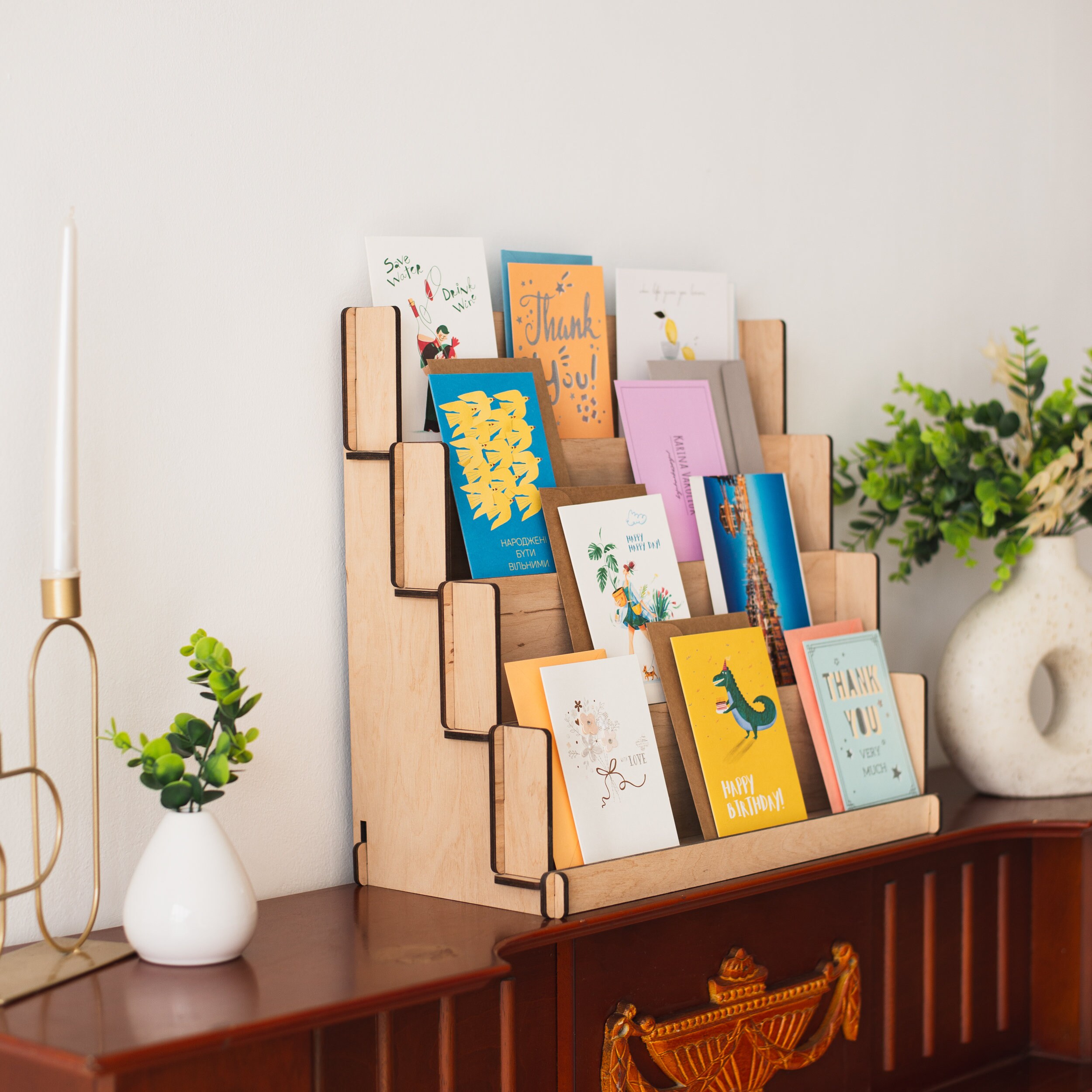 Greeting Card Display for Retail, Tiered Display Stand, Greeting Card