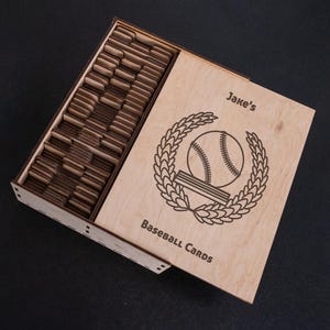 Opbergdoos voor ruilkaarten, organizer voor ruilkaarten, doos voor sportkaarten, doos voor honkbalkaarten, doos voor voetbalkaarten, houten ruilkaarthouder
