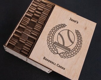 Wooden trading card holder, Collectible card storage, Custom trading card box, Card organizer, Sport cards storage, Baseball card holder