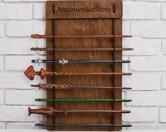 Wooden wand display stand, Wand holder wall mount, Wizard wand display holder, Magic wand display stand, Magic wand storage, Wand rack