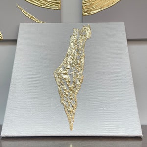 Landkarte von Israel, Landkarte weiss und gold texturiert