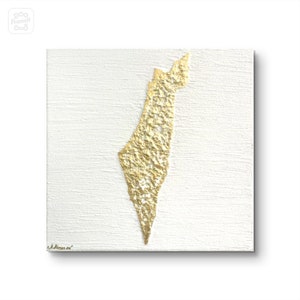 Landkarte von Israel, Landkarte weiss und gold texturiert