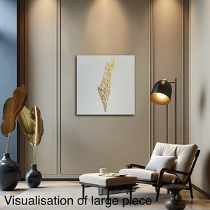 Landkarte israel strukturierte kunst weiß und gold 41 x 41 cm Israel Art