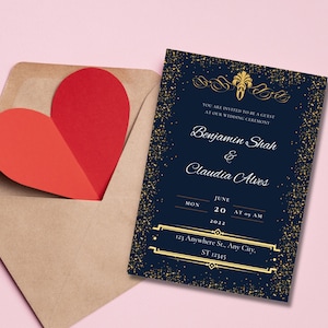 Invitación de boda floral elegante con opciones personalizables