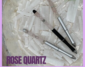 Custom Rose Quartz Pen| Crystal Pen| Manifestation Crystal Pen| Gifts| Journal Gift| Intention Pen| Healing Pen| Ink Refill| Pens for Office