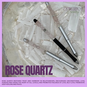RoseQuartz Pen| Crystal Pen| Stylus| Manifestation Pen| Gifts| Journal Gift| Intention Pen| Healing Pen| Ink Refill| Pens for Office| Stylus
