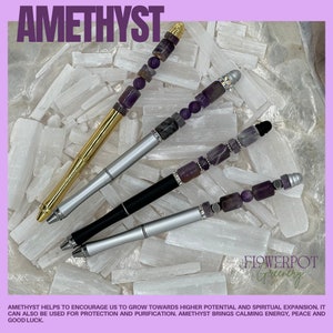 Amethyst Pen| Crystal Pen| Stylus Pen|Manifestation Pen| Gifts| Journal Gift| Intention Pen| Healing Pen| Ink Refill| Pens for Office
