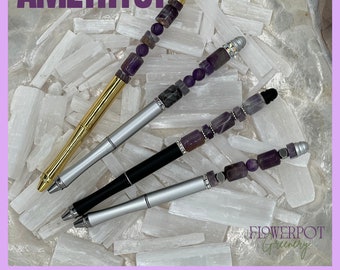 Custom Amethyst Pen| Crystal Pen| Manifestation Crystal Pen| Gifts| Journal Gift| Intention Pen| Healing Pen| Ink Refill| Pens for Office