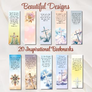 Inspirational Bible Verse Bookmarks: Printable Scripture Art (PDF Downloadable Bundle of 20)