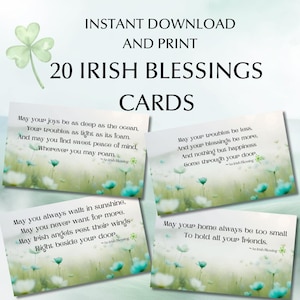 Cartes imprimables Bénédictions irlandaises. Citations celtiques pour la sagesse irlandaise. Poèmes irlandais de bénédiction. De superbes cadeaux de la Saint-Patrick pour tous vos amis.