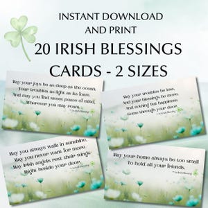 Cartes imprimables Bénédictions irlandaises, 2 tailles. Citations celtiques pour la sagesse irlandaise. Poèmes irlandais de bénédiction. Cadeau idéal pour la Saint-Patrick ou n'importe quel jour.