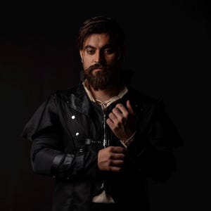 Medieval Mens Black Long Coat | Steampunk Cosplay Jacket | Renaissance Fantasy Costume | Halloween  LARP Outerwear | Roleplay Outfit For Him