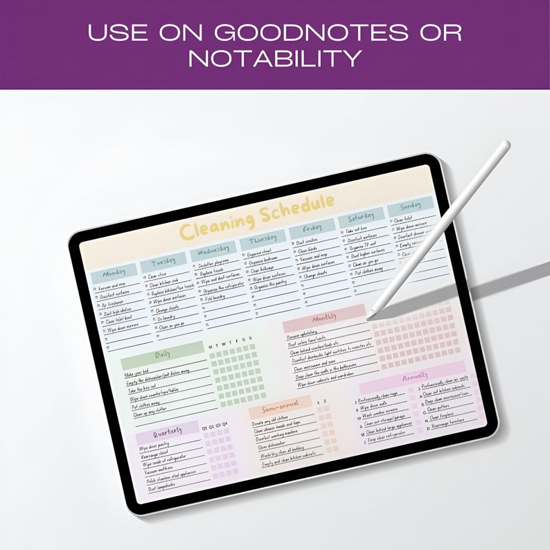 Editable Cleaning Schedule and Checklist Pastel Weekly Monthly