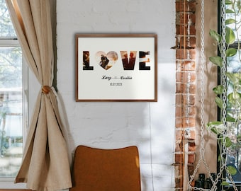Couple Photo Collage, Love Photo Collage, Heart Photo Collage, Custom Photo Gift for Couples, Custom Anniversary Gift, Custom Photo Gift