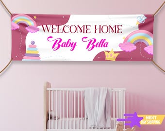 Welcome Home Baby Banner, Personalized Vinyl Decor