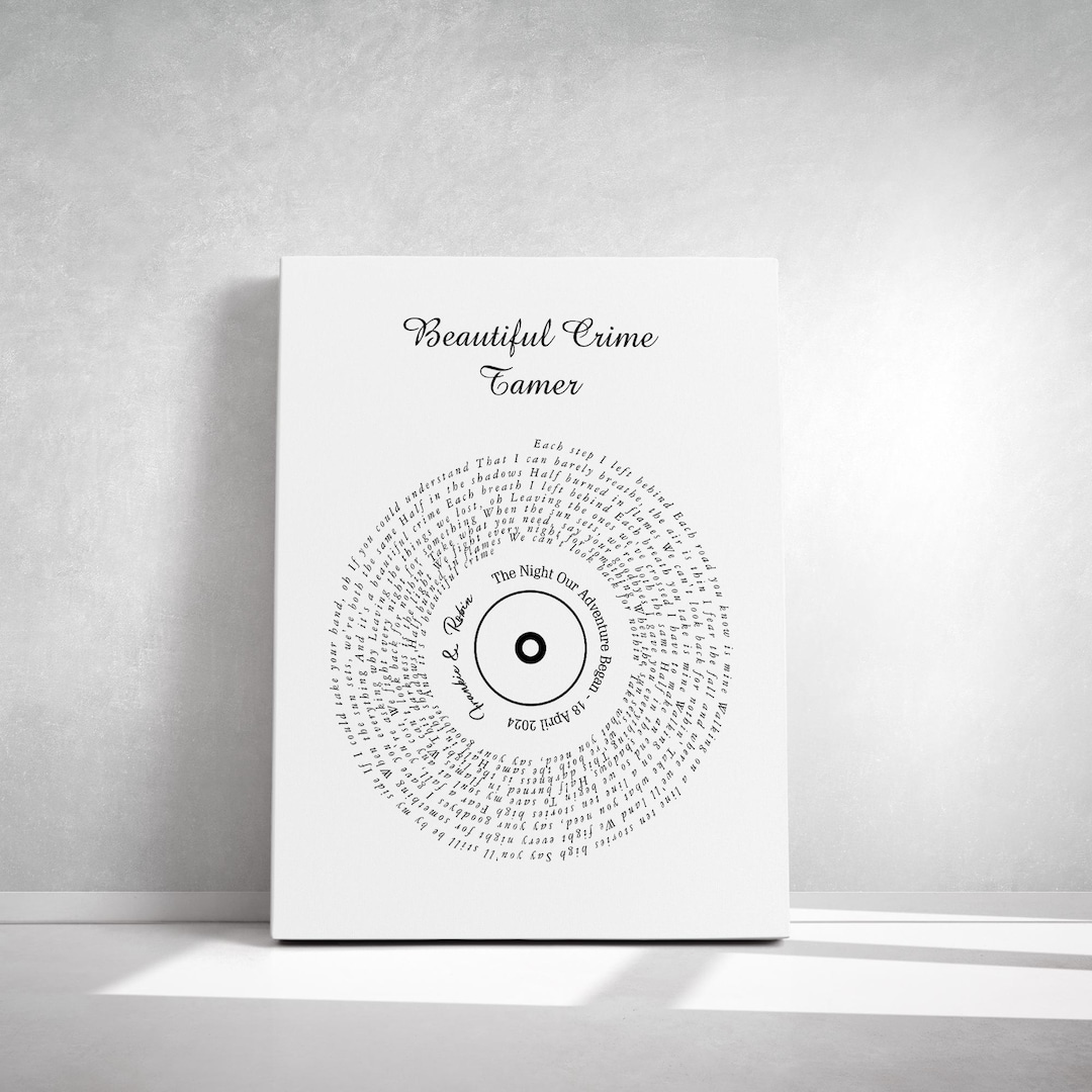 Personalized Song Lyric Canvas Print, Anniversary Gift, Wall Decor