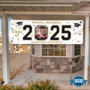 Customized Graduation Banner, Banner With Your Photo, 2025 Graduation, Grad Decor, Graduation Photo Banner, Graduation Sign, Vinyl Banner