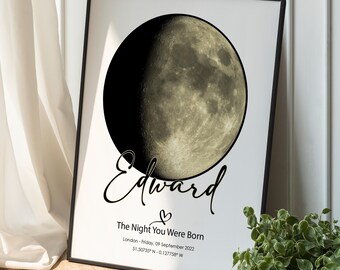 Custom Moon Phase Framed Print, Special Date Gift