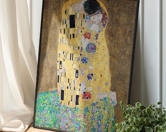 Gustav Klimt Wall Art, The Kiss Framed Canvas, Romantic Wall Art, Valentine's Day, The Kiss Artwork, Housewarming Gift, Anniversary Gift