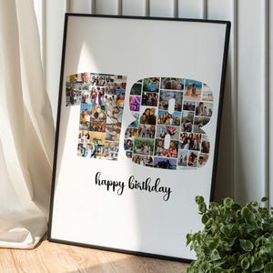 18th Birthday Photo Collage, Custom 18th Birthday Photo Collage, Number Collage, Custom  18th Birthday Gift, 18th Birthday Gift for Him/Her