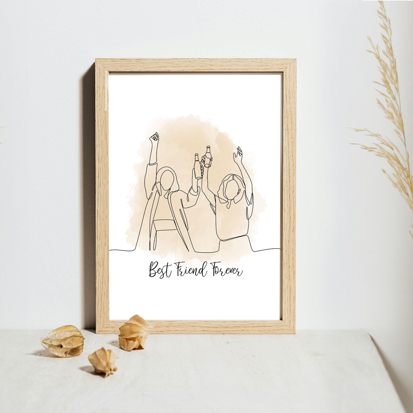 One Line Photo Frame One Line Drawing Photo Frame, Custom Couple Portrait, Custom Family ...
