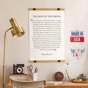 The Man In The Arena Wall Hanging, Canvas Print, Theodore Roosevelt, Inspirational Quote, Motivational Print, Office Wall Decor, Wall Art