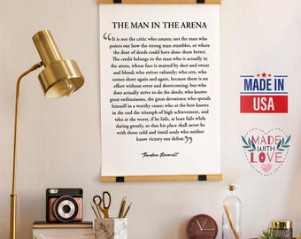 The Man In The Arena Wall Hanging, Canvas Print, Theodore Roosevelt, Inspirational Quote, Motivational Print, Office Wall Decor, Wall Art